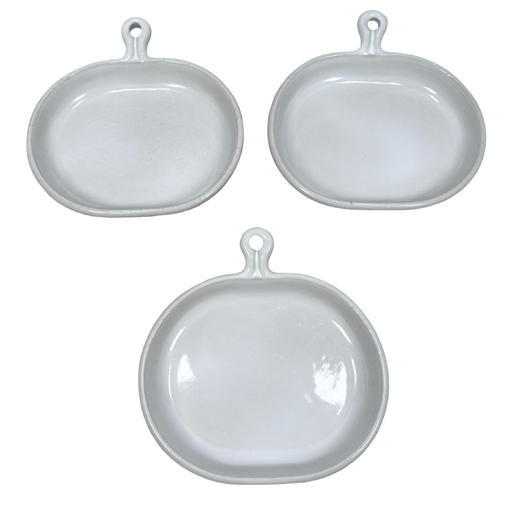 Bennington Potters 1897 Bistro Plates Set of 3 White Vermont Stoneware David Gil